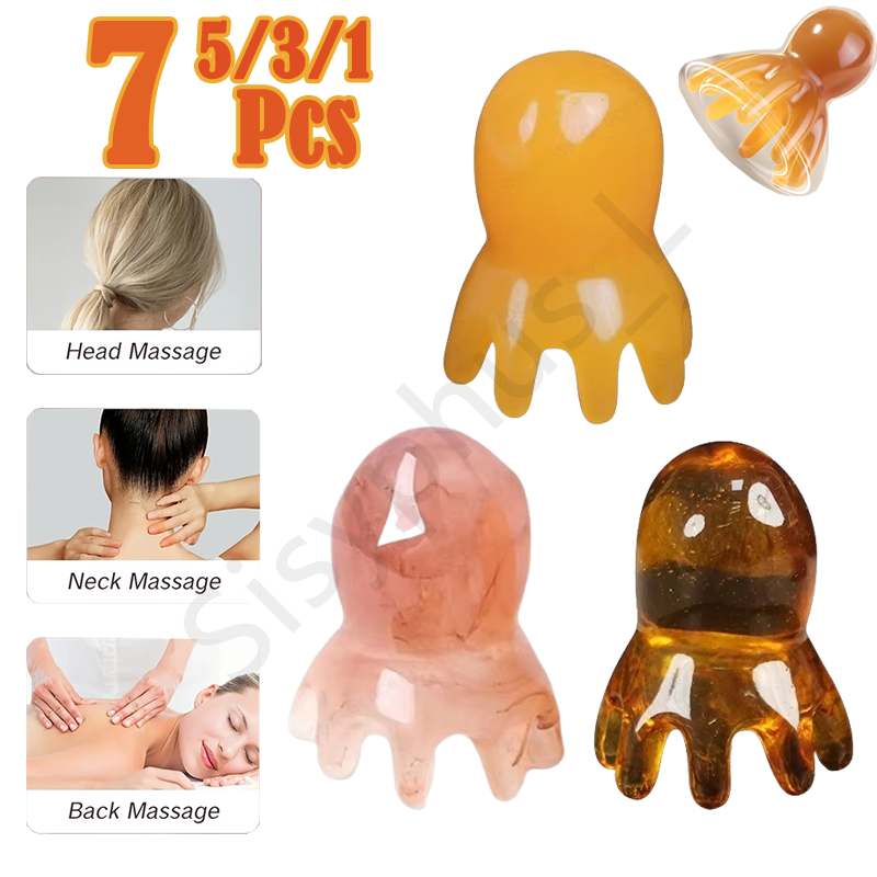 Spa Wellness Massage - Taşınabilir Reçine Ahtapot Tarak Düz Renk